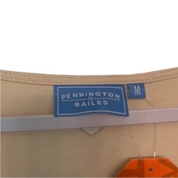 Pennington & Bailes Bamboo Beige Tunic Top Scoop Neck 3/4 Sleeve M NWT - Picture 3 of 4
